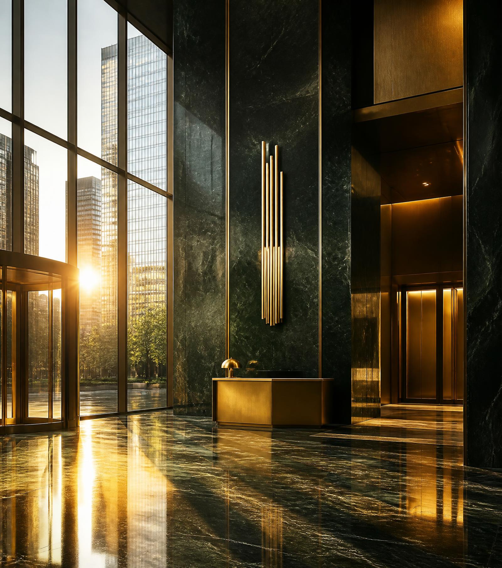 Modern corporate lobby representing a newly formed business